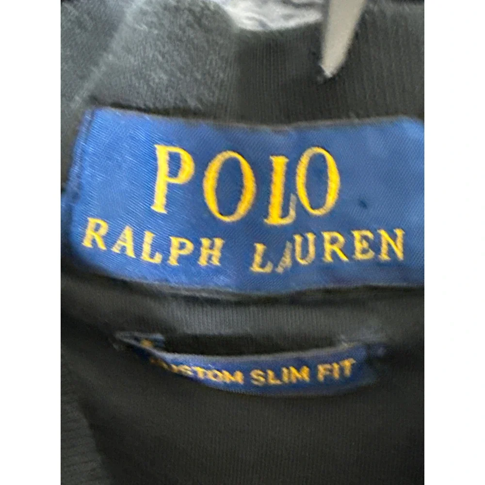 Polo Ralph Lauren Mens Custom Slim Fit Short Sleeve Polo Shirt Black Medium